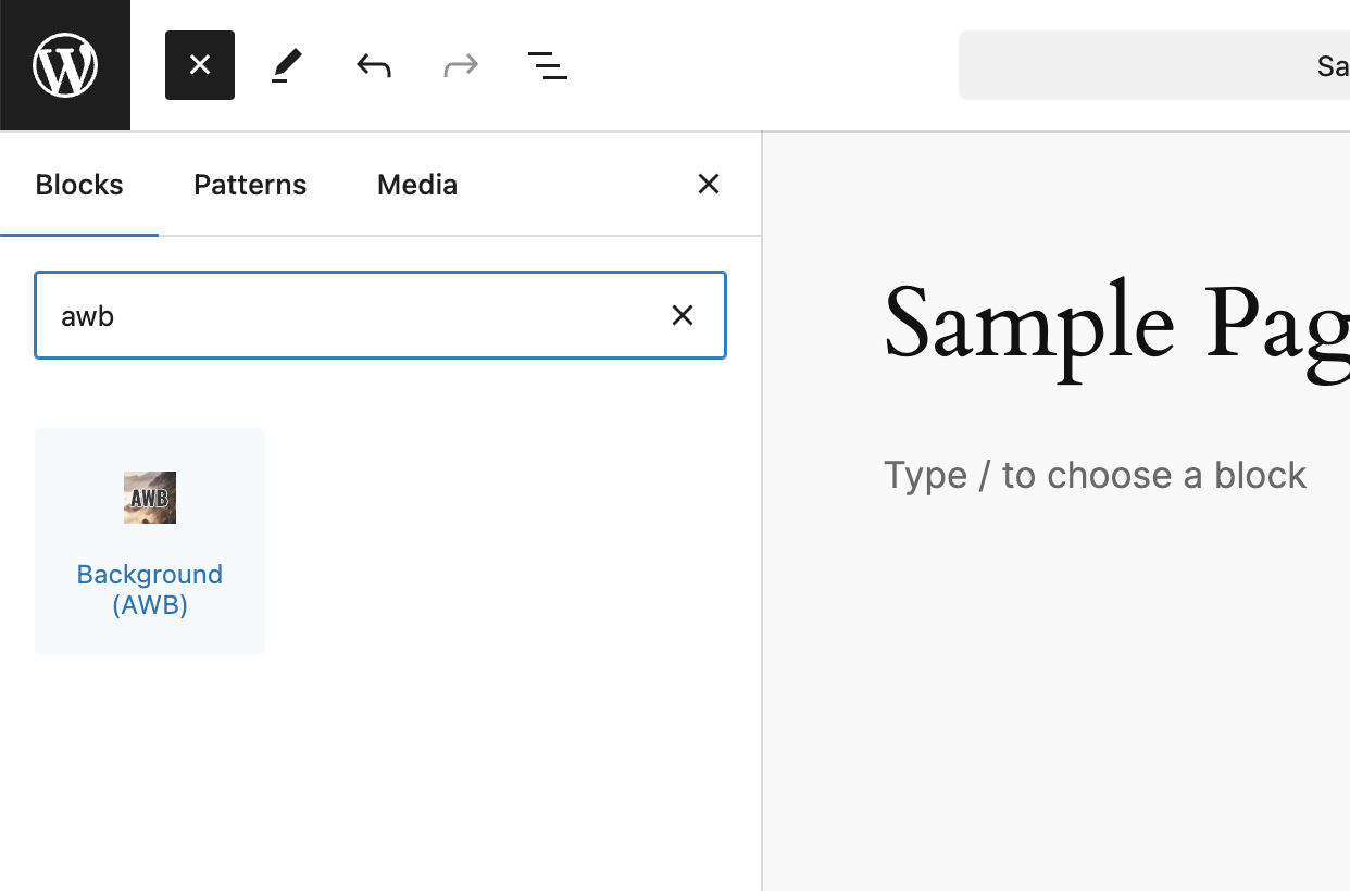 Adding an AWB block to a page - Advanced WordPress Backgrounds