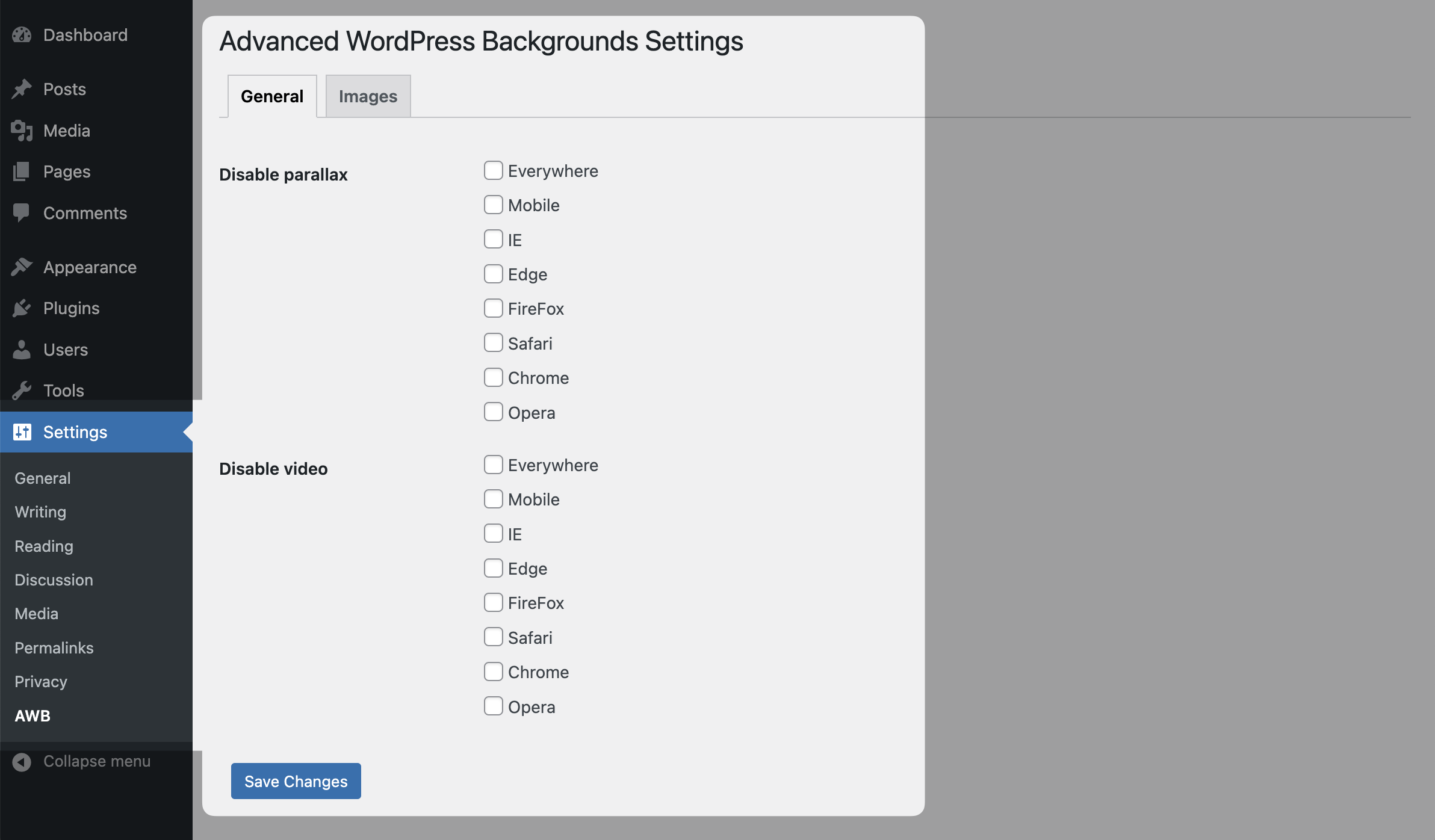 Settings Advanced WordPress Backgrounds Settings advanced wordpress backgrounds